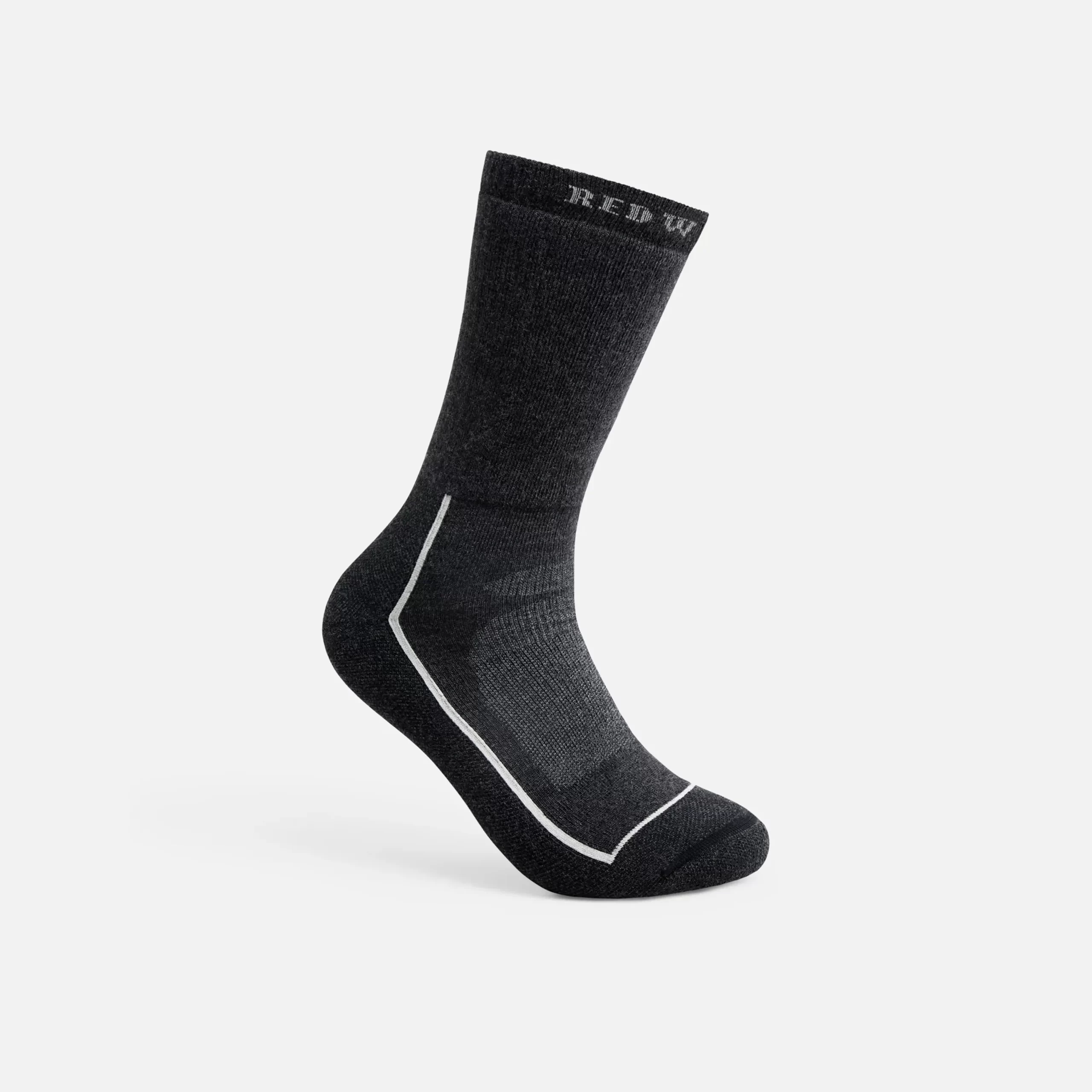 Premium Safety Medium Weight Crew Unisex Merino Wool Blend Crew Sock in Black - Image 2