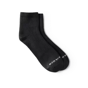 Everyday Work Medium Weight Quarter Crew  Unisex Cotton Blend Quarter Crew Sock in Black