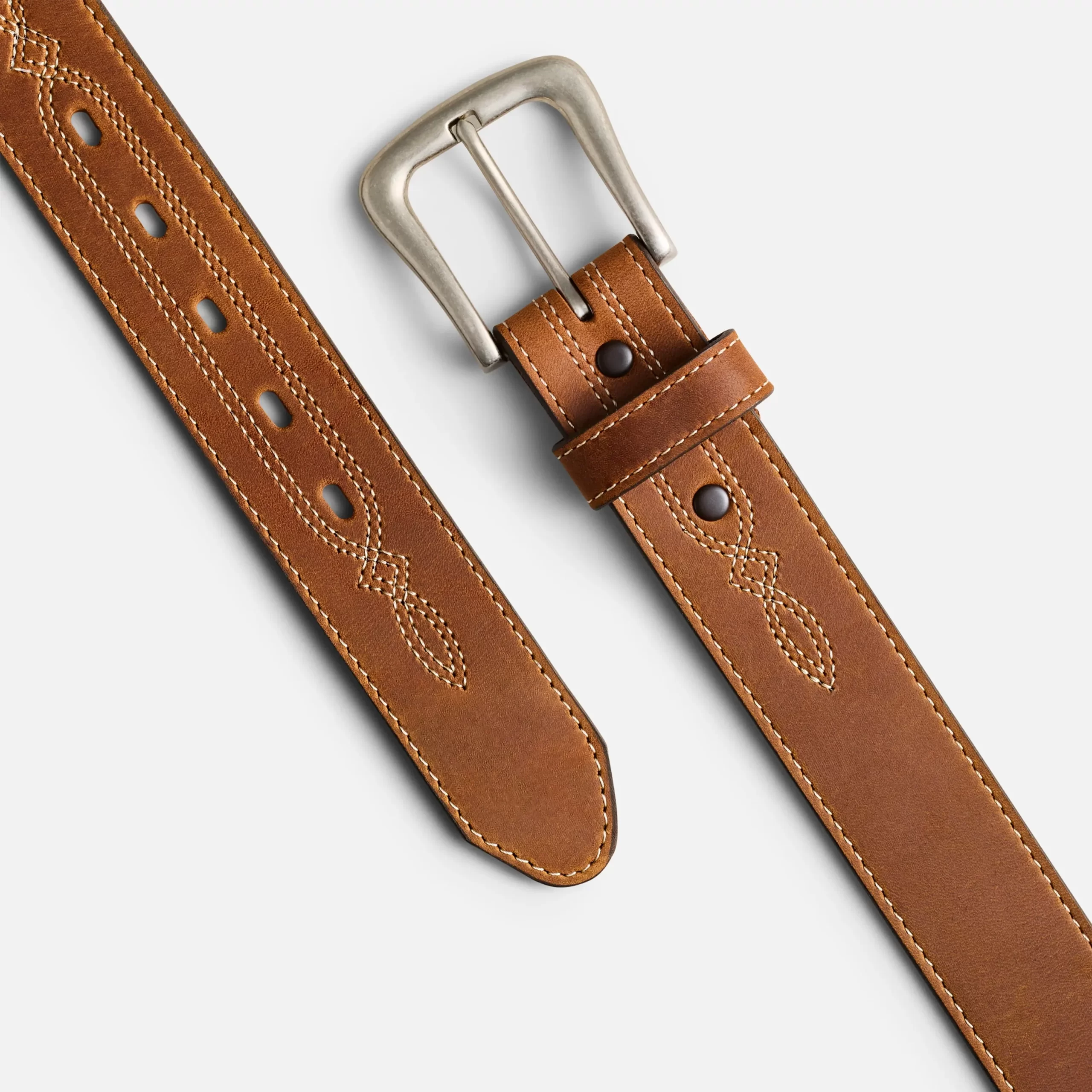 Western Leather Belt  Men's Belt in Brown Western Leather - Image 3