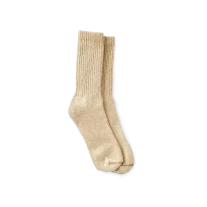 Cotton Blend Ragg Crew  Unisex Cotton Blend Ragg Crew Boot Socks in Over Dyed Cream/Coffee Cotton Blend