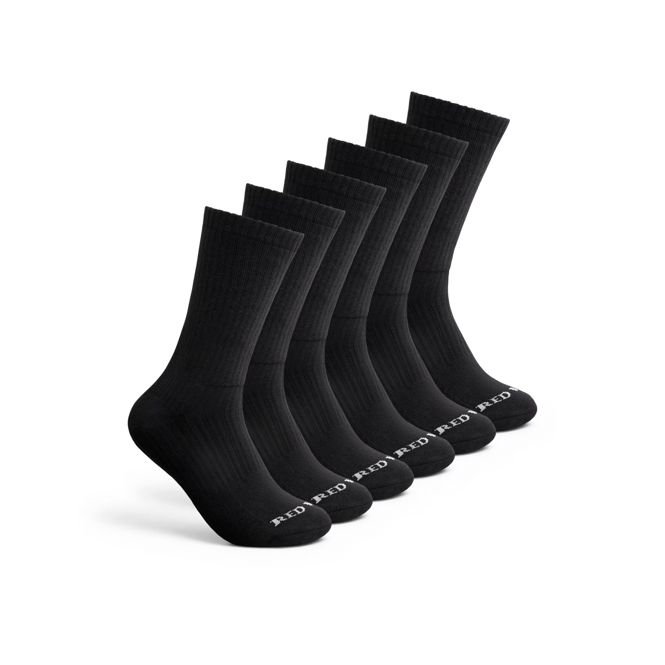 Everyday Work Medium Weight Crew - 6 Pack Unisex Cotton Blend Crew Sock in Black