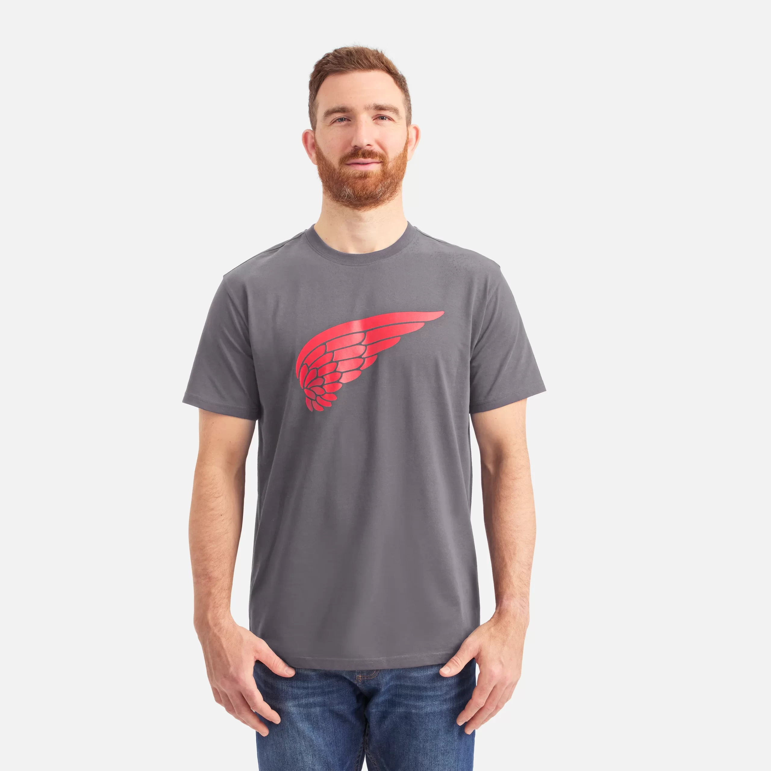 Short Sleeve Wing T-Shirt Men's Short Sleeve Tee in Dark Gray - Image 2