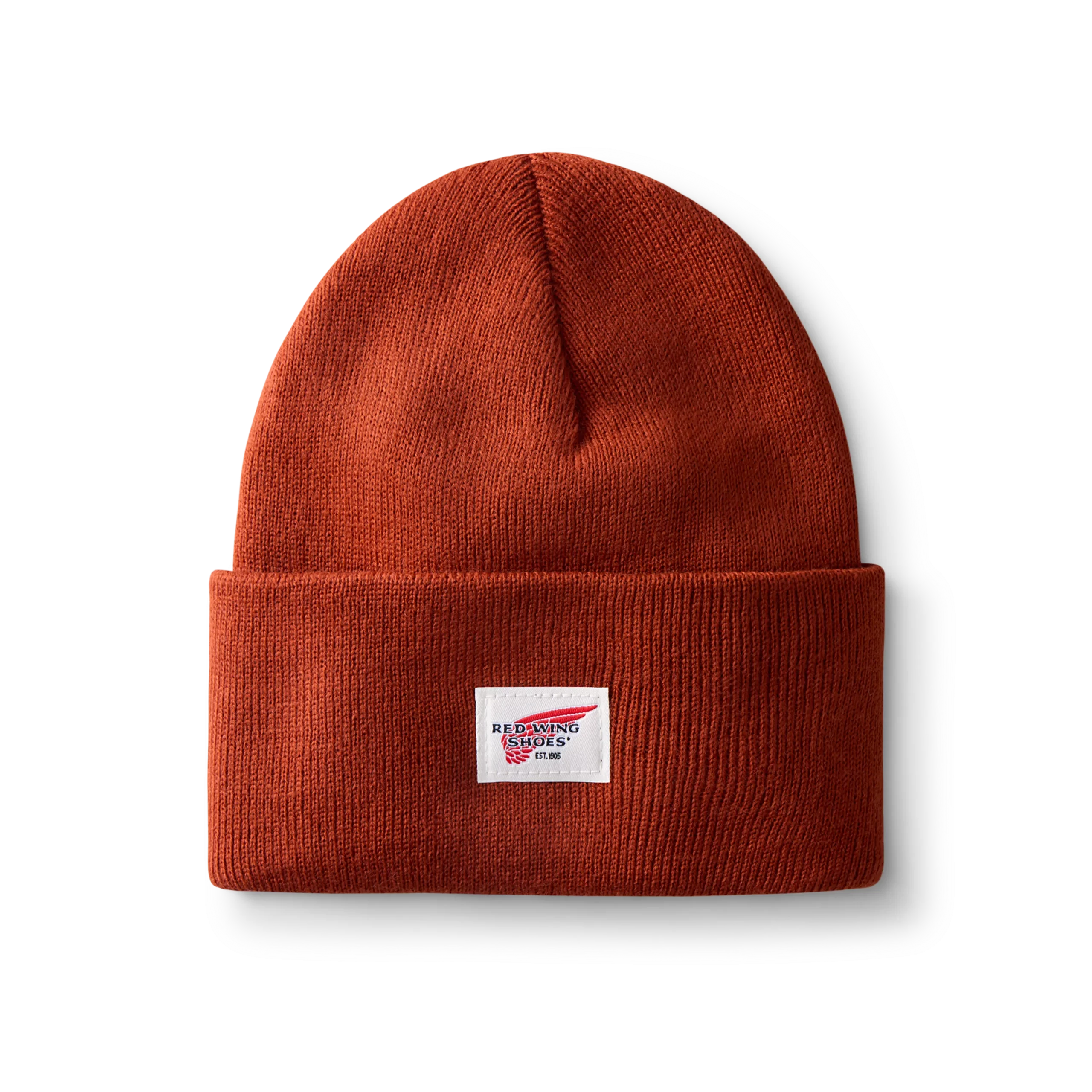 Logo Knit Beanie Hat Unisex Knit Watch Hat in Rust