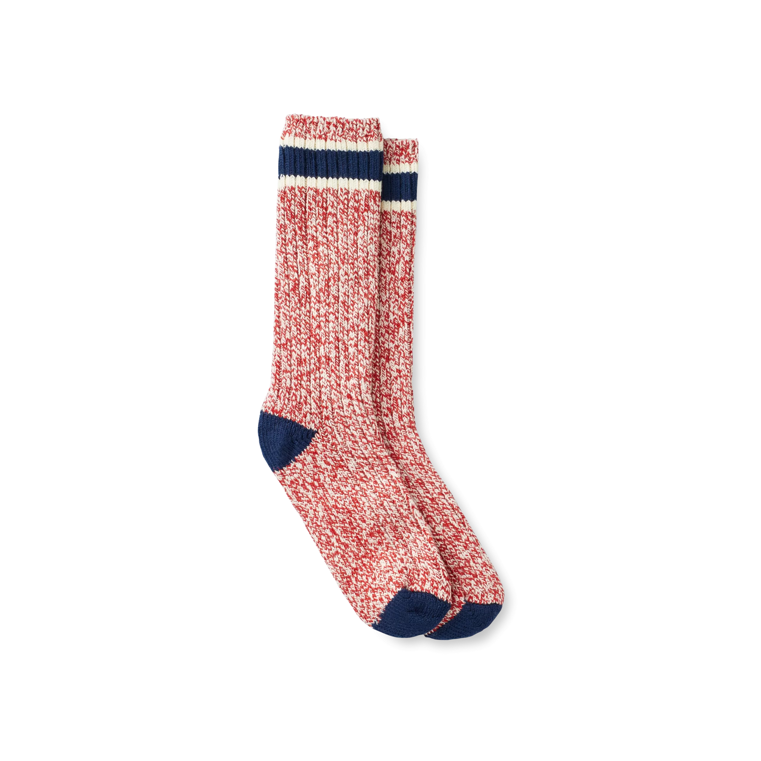Wool Blend Ragg Crew Unisex Wool Blend Ragg Crew Socks in Red/Navy Wool Blend